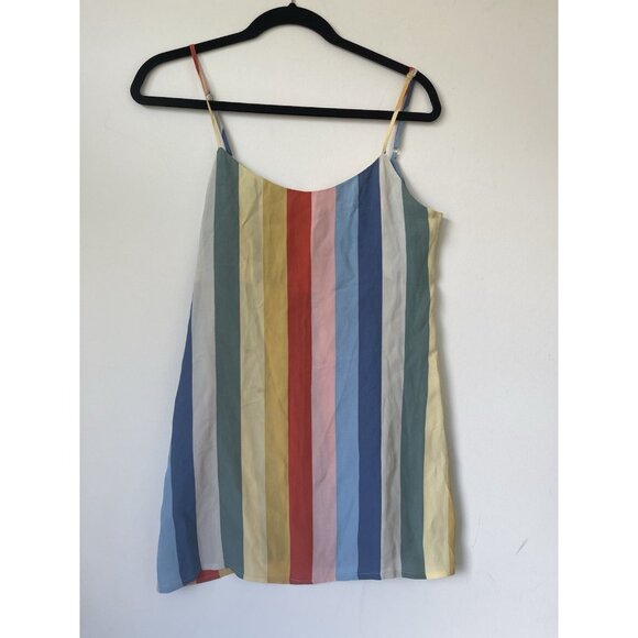 Reformation Lindsay Multicolor Rainbow Striped Sleeveless Camisole Dress Size 6 - Picture 7 of 8